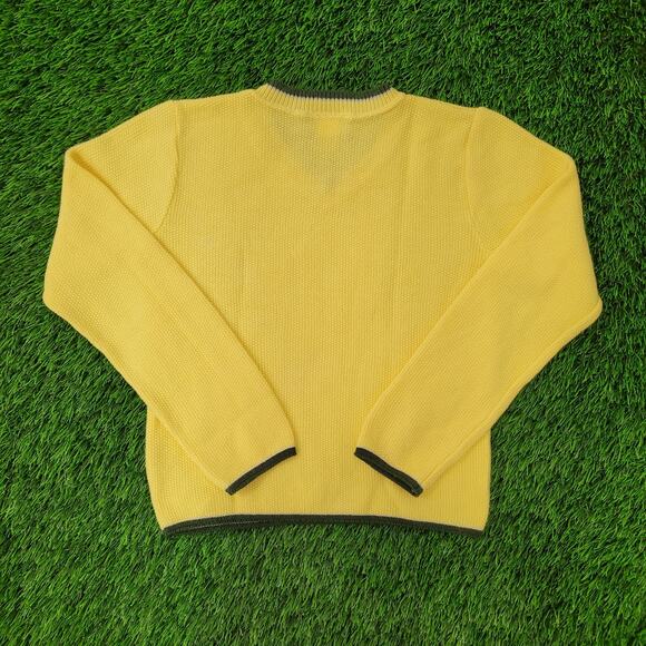 Vintage 80s MOD Ringer Sweater Women 2XS/XS 17x18 Cropped Yellow - Picture 10 of 12